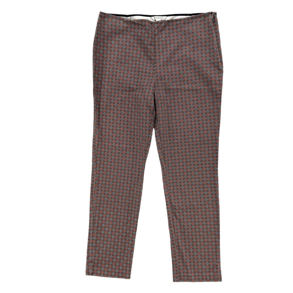 Spanner Tile Print Pants Womens Multicolor Flat Front Cotton Stretch Size 8